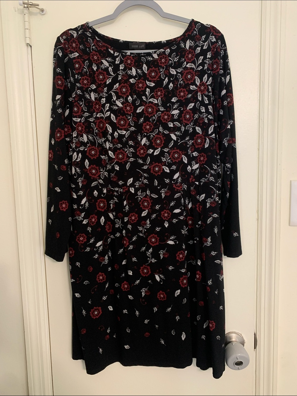 J. Jill Black Floral Long Sleeve Dress